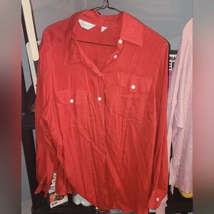 Avenue fall button down, rayon, rust brown sz 14-16